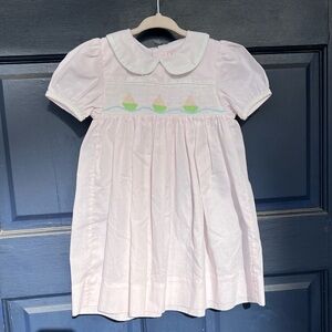 Petit Ami Pale Pink Smocked Dress with Embroidery